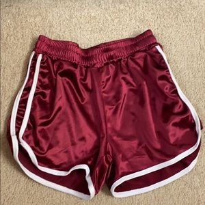 Red Satin-like Shorts Burgundy